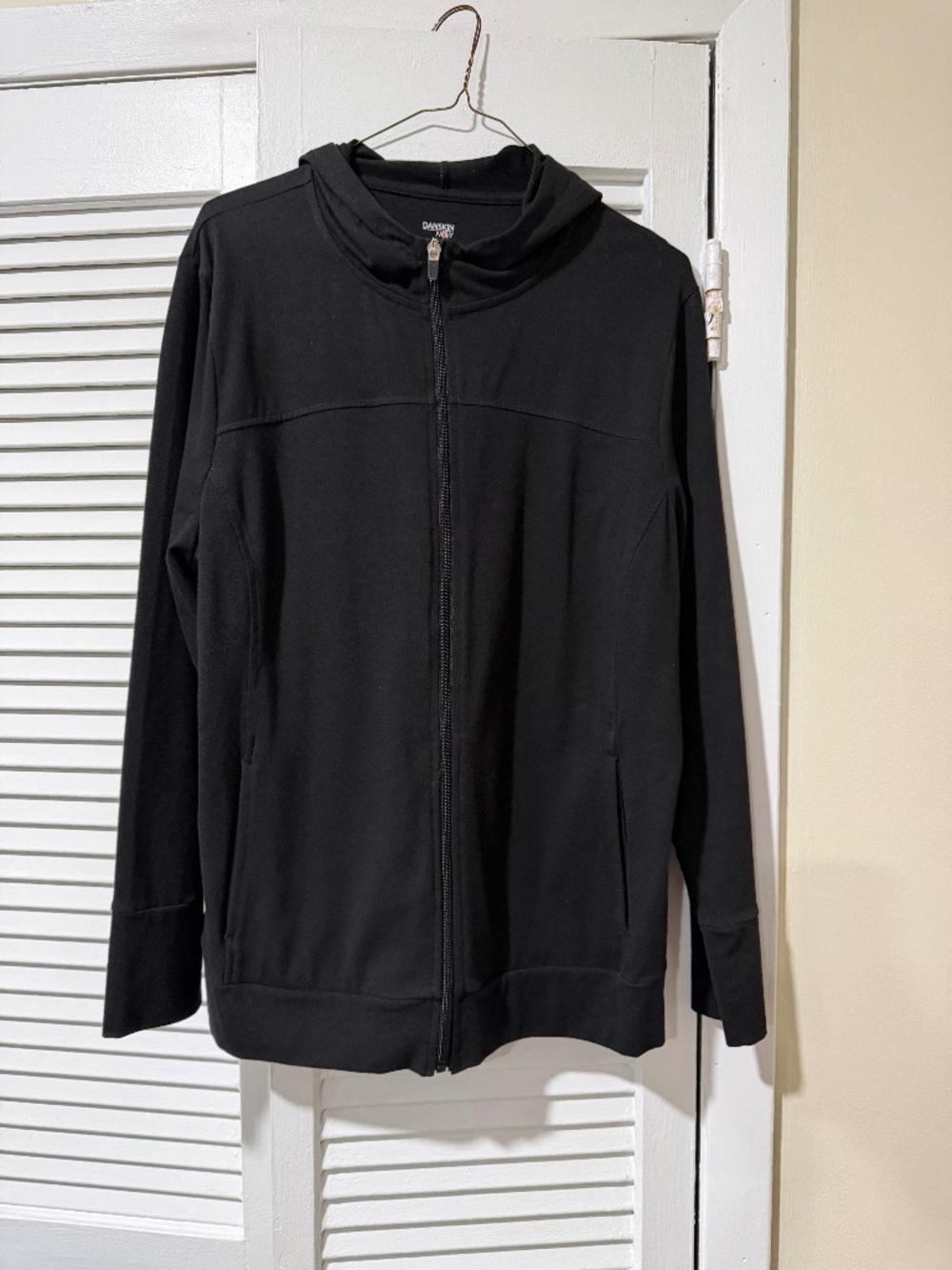 Danskin Black Hoodie Sweatshirt Jacket size XL